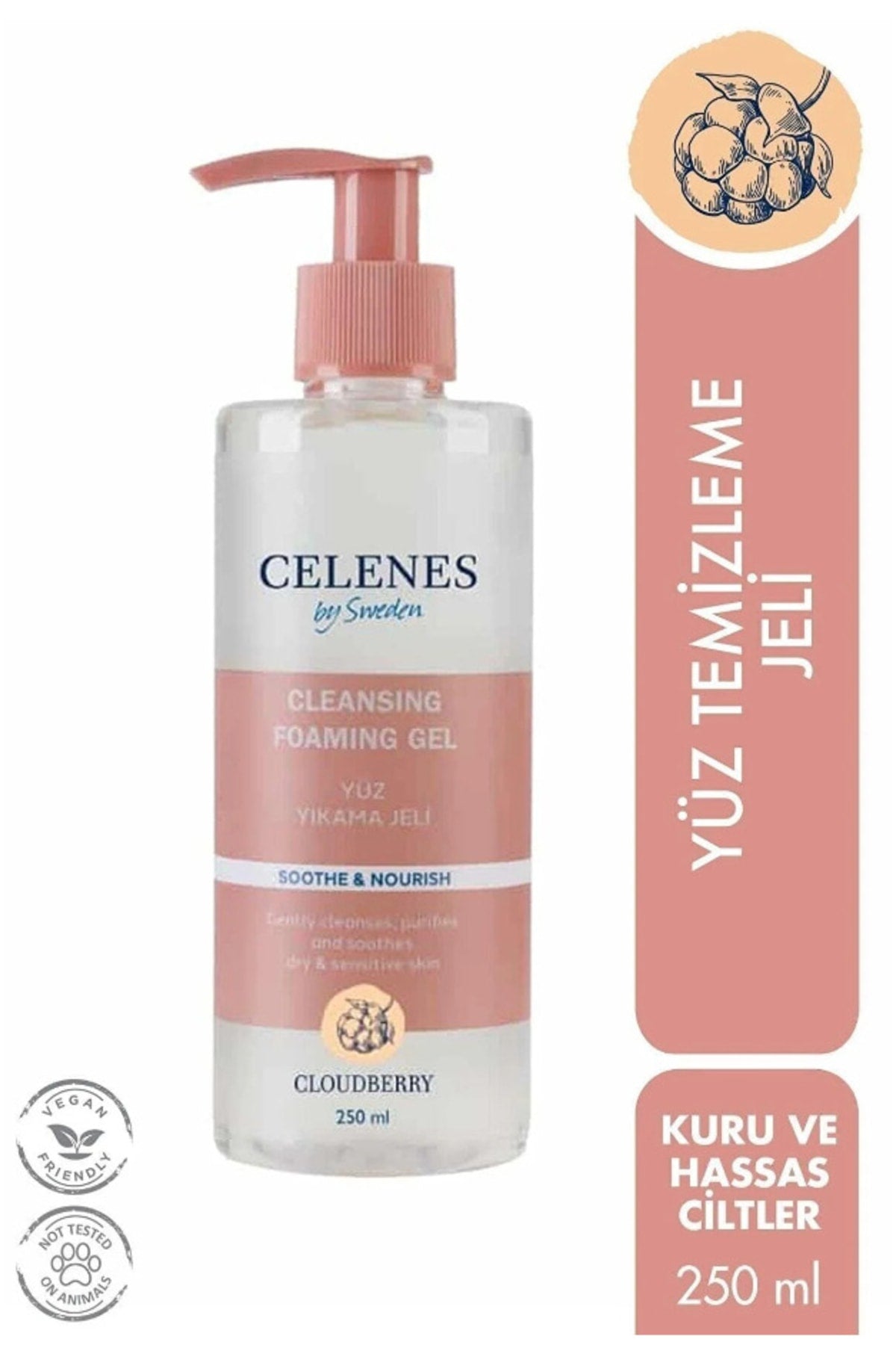 Cloudberry Nemlendirici Besleyici Nemlendirici Anti Oksidant Yüz Temizleme Jeli 250 ml Key34