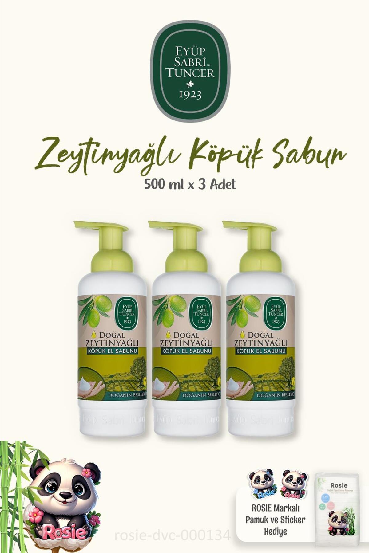 Doğal Zeytinyağlı Köpük El Sabunu 500 ml ve Doğal ROSIE Pamuk