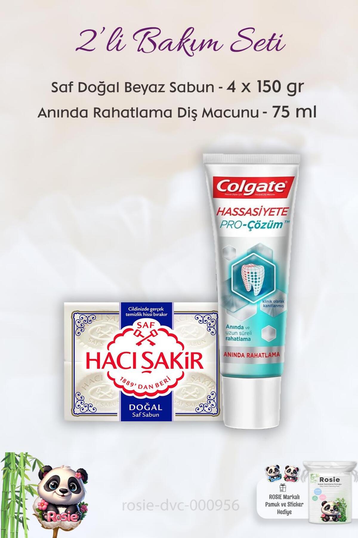 Hassasiyete Çözüm Diş Macunu 75 ml, H. Şakir Saf Doğal Sabun 4 x 150 gr ve ROSIE