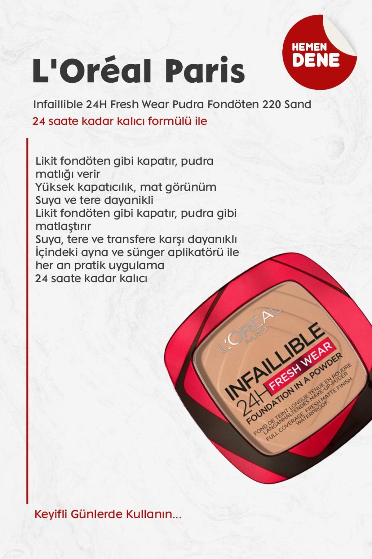 Loreal Paris Infaillible 24H Fresh Wear Pudra Fondöten 220 Sand