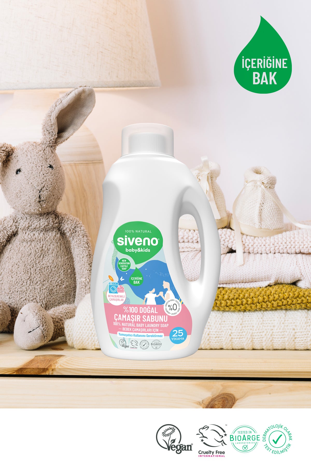 %100 Doğal Bebek Çamaşır Sabunu Kendinden Yumuşatıcılı Bitkisel Deterjan Konsantre Vegan 750 ml