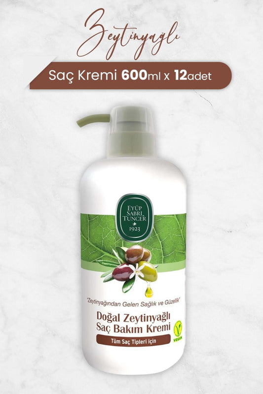 Doğal Zeytinyağlı Saç Kremi 600 ml x 12 Adet