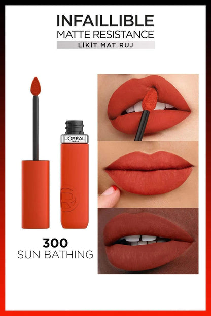 Loreal Paris 3 Adet Infaillible Matte Likit Mat Ruj - 300 Sun Bathing ve ROSIE