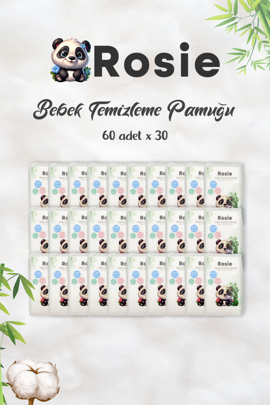 %100 Doğal Bebek Temizleme Pamuğu 30'lu Paket