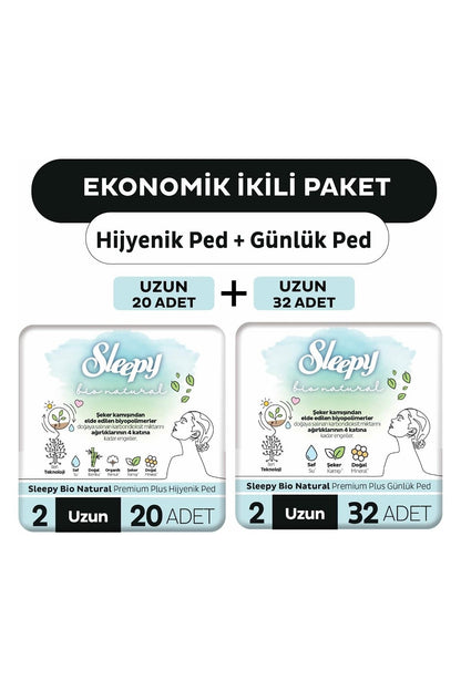 Bio Natural Premium Plus Hijyenik Ped Uzun 20'li + Günlük Ped Uzun 32'li