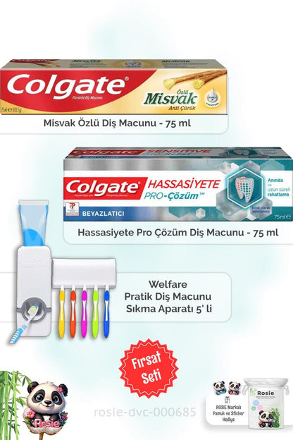 Hassasiyete Pro Çözüm 75 ml, Misvak Özlü 75 ml Diş Macunu, Diş Macunu Aparatı ve ROSIE