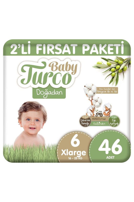 Doğadan 2'Li Fırsat Paketi Bebek Bezi 6 Numara Xlarge 46 Adet