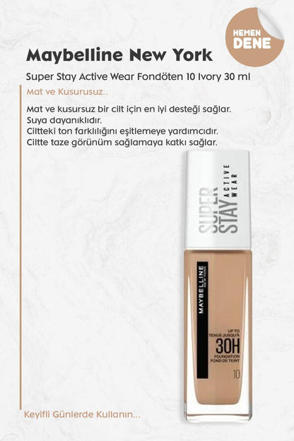Super Stay Active Wear Fondöten 10 Ivory