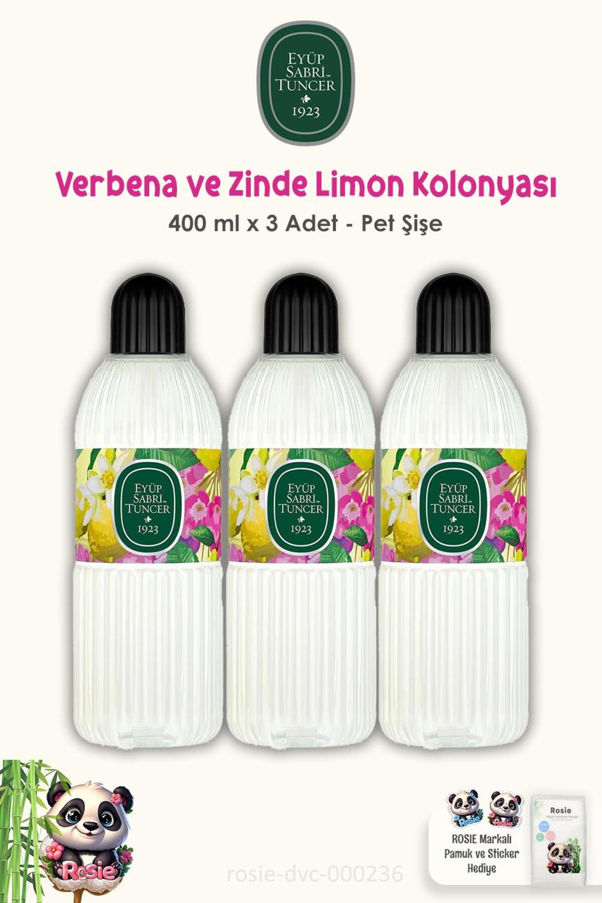 3 Adet Verbena & Zinde Limon Kolonyası 400 ml ve ROSIE Pamuk