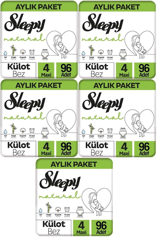 Külot Bebek Bezi Natural Beden:4 (7-14KG) Maxi 96X5 480 Adet