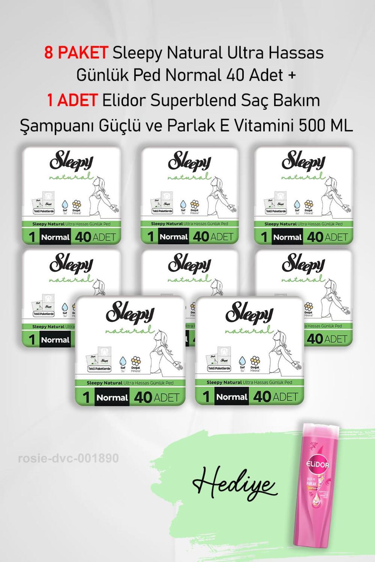 Natural Günlük Ped Normal 40 Adet X8 ve Elidor Bakım Şampuan 500 ML