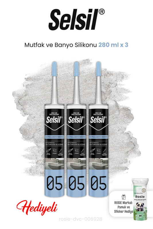 Mutfak ve Banyo Silikonu 3 x 280 ml ve Rosie