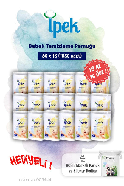 60'lı 18 AL 16 ÖDE Bebek Temizleme Pamuğu ve Rosie Pamuk hediye