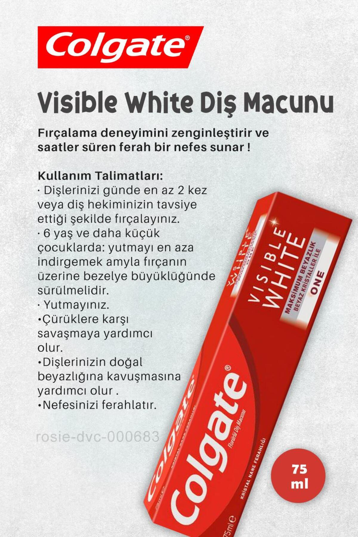 Visible White 75 ml Diş Macunu, 360 Charcoal Gold Diş Fırçası ve ROSIE