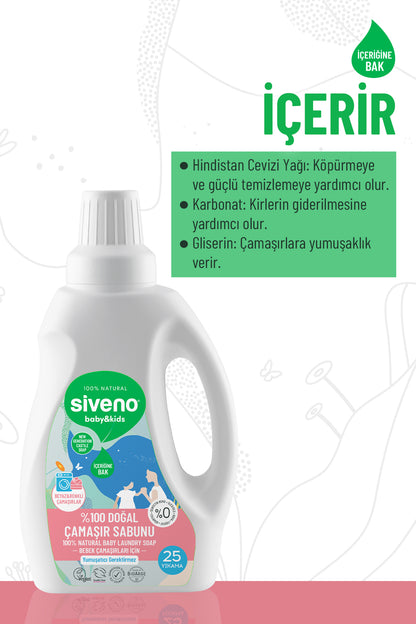 %100 Doğal Bebek Çamaşır Sabunu Kendinden Yumuşatıcılı Bitkisel Deterjan Konsantre 750 ml X2 Adet