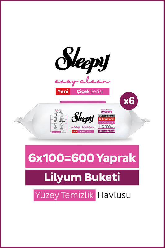 Easy Clean Lilyum Buketi Yüzey Temizlik Havlusu Mendili 6x100 (600 Yaprak)