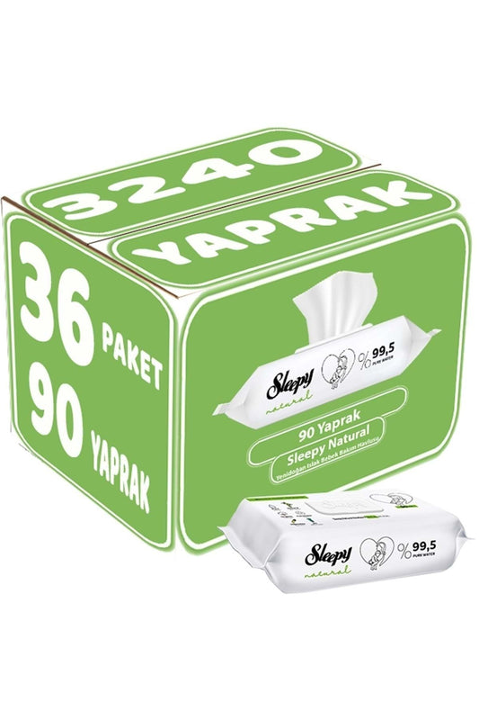 Natural Islak Havlu 90 Yaprak Yenidoğan 36 Lı Set 3240 Yaprak