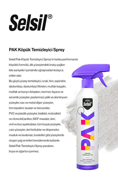 PAK Köpük Temizleyici Sprey 500 ml 2 adet ve rosie pamuk