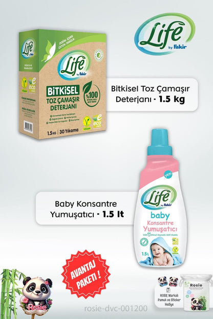 %100 Bitkisel Toz Çamaşır Deterjanı 1.5 Kg, Baby Konsantre Yumuşatıcı 1.5 Lt Ve Rosıe
