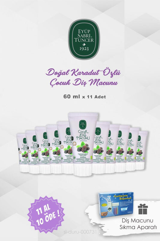 11 AL 10 ÖDE Doğal Çocuk Diş Macunu 60 ml ve Diş Macunu Aparatı