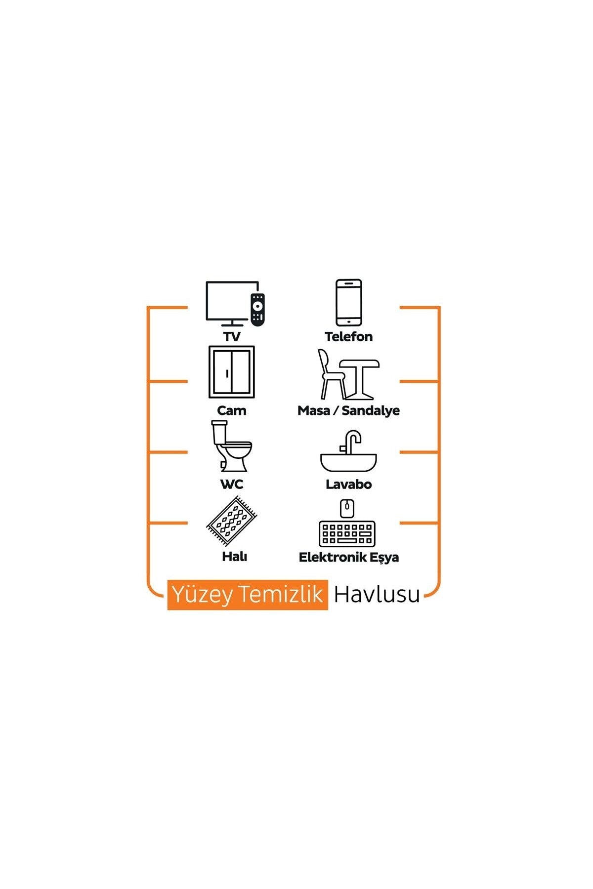 Portakal 100 yaprak x 2 paket Yüzey Temizlik Havlusu ve ROSIE