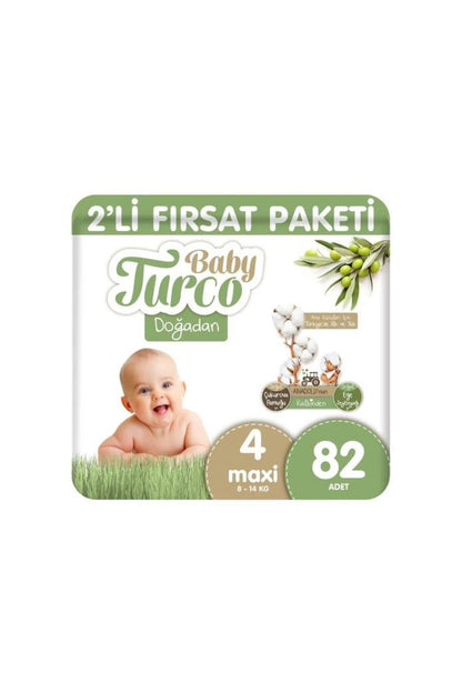 Doğadan 2'li Fırsat Paketi Bebek Bezi 4 Numara Maxi 82 Adet
