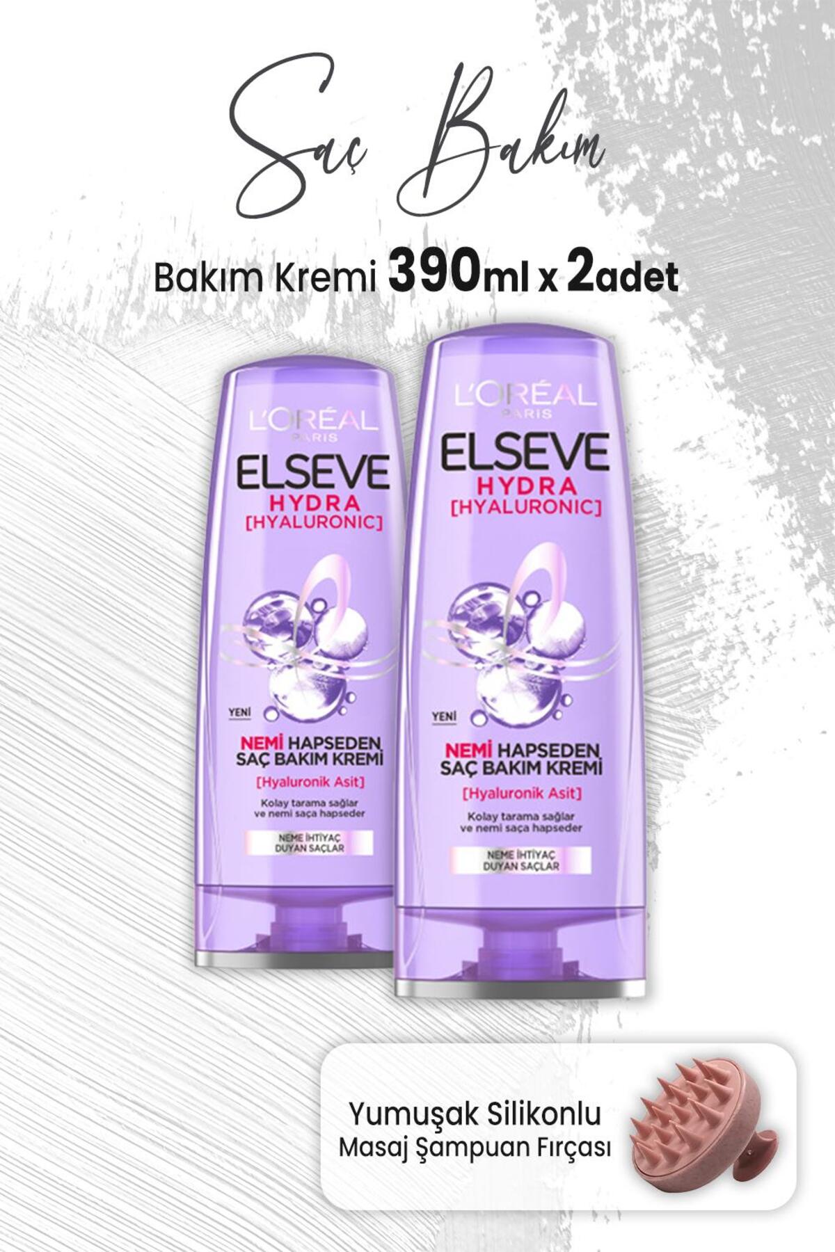 Hydra Hyaluronik Saç Kremi 390 ml x 2 Adet ve Masaj Şampuan Fırçası Pembe
