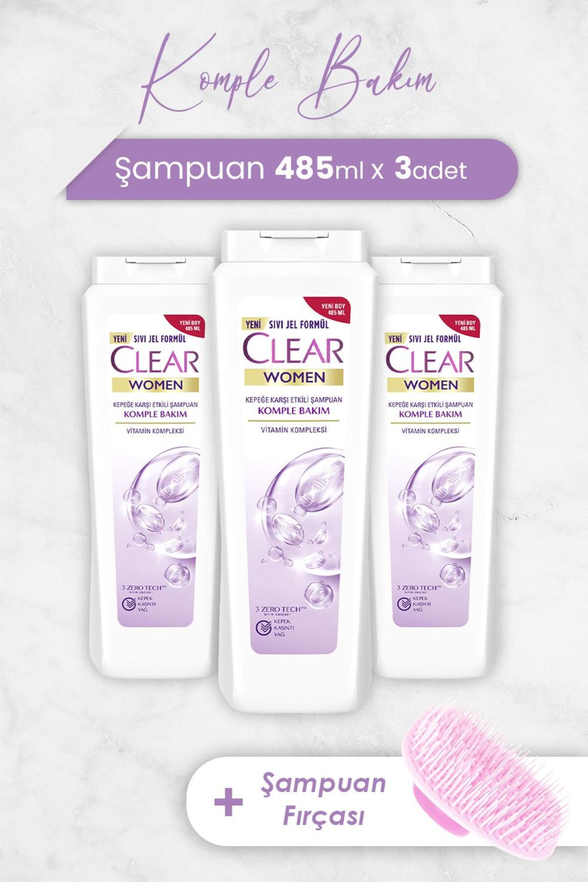 Women Komple Bakım Şampuan 485 ml x 3 Adet ve Şampuan Fırçası