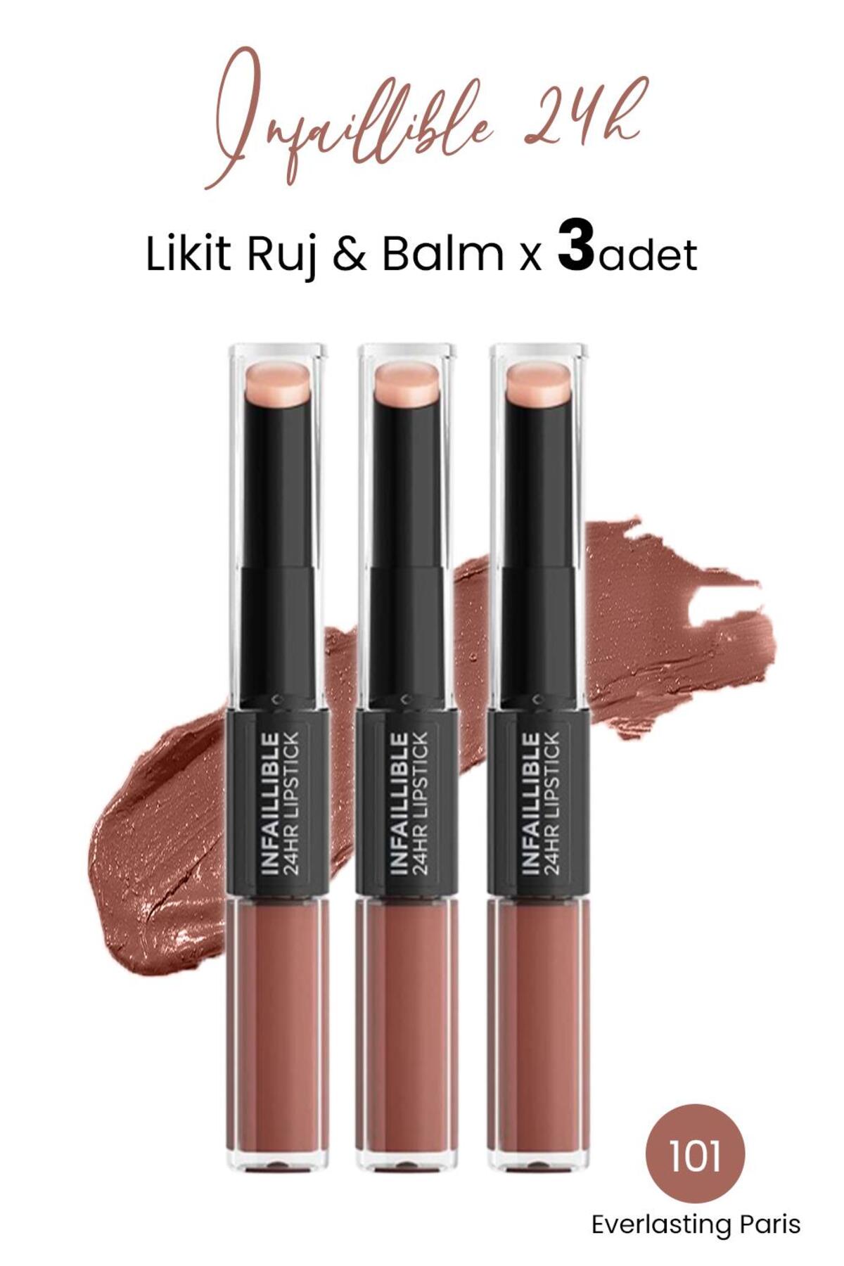 Infaillible 24h Likit Ruj & Balm 101 Everlasting Paris X 3 Adet
