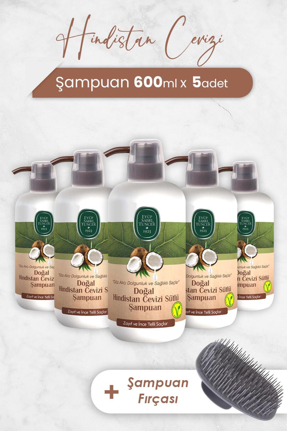 Hindistan Cevizi Şampuan 600 ml X 5 Adet Ve Şampuan Fırçası