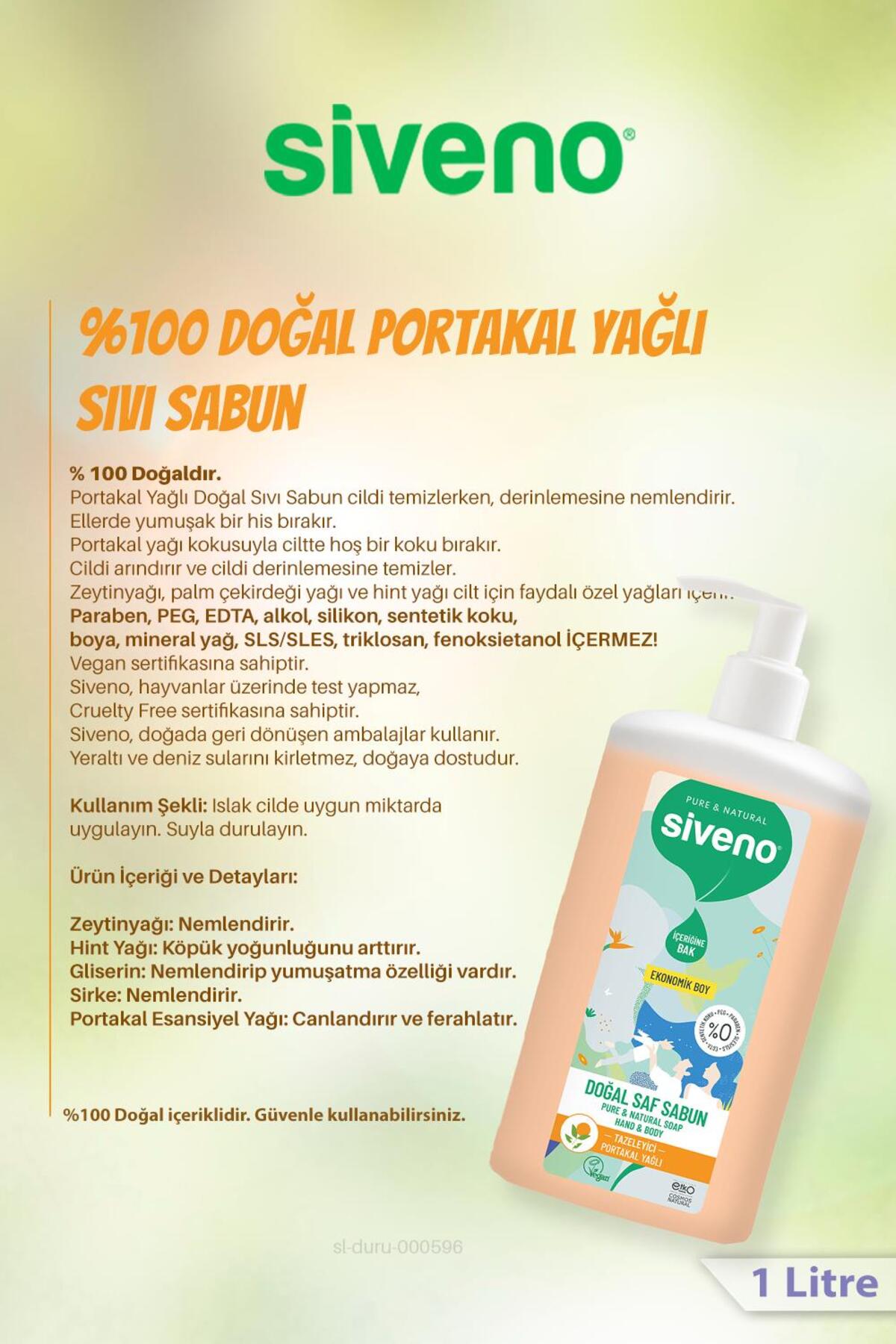%100 Doğal Saf Sıvı Sabun 6 Al 5 Öde Portakal Yağlı 1 Lt Ve Pamuk