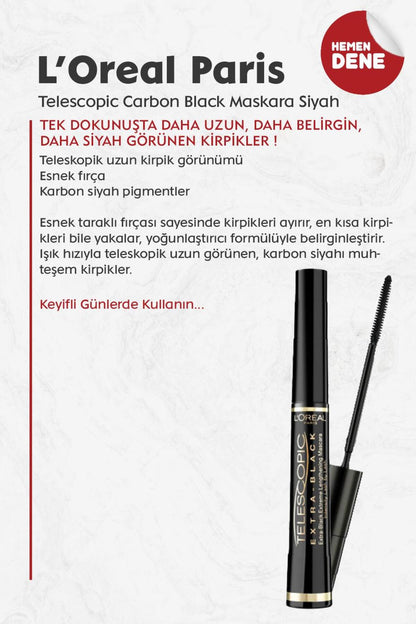 Loreal Paris Telescopic Carbon Black Maskara Siyah