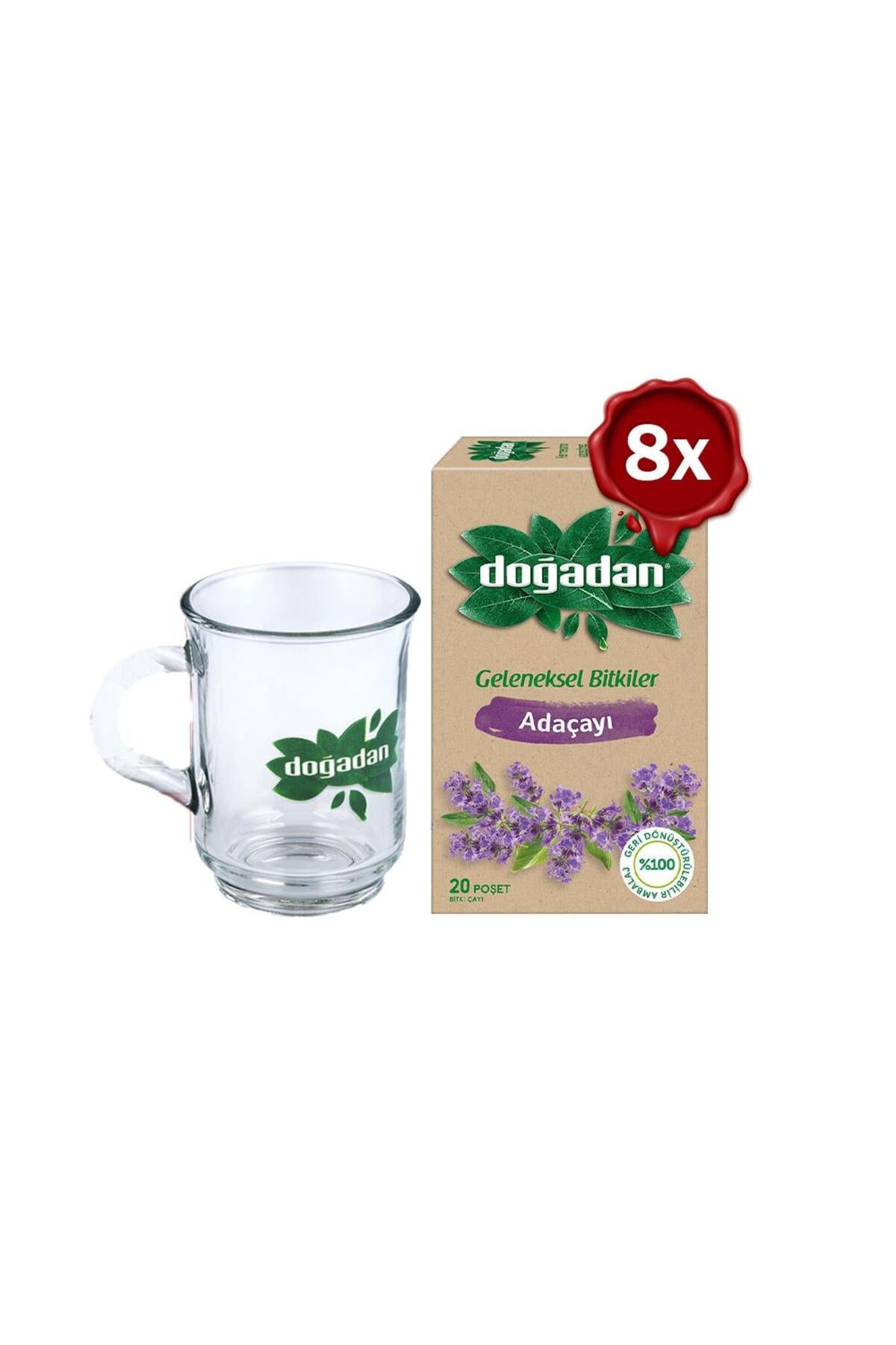 Adaçayı Bitki Çayı 20' li x 8 ve Cam Bardak Hediyeli