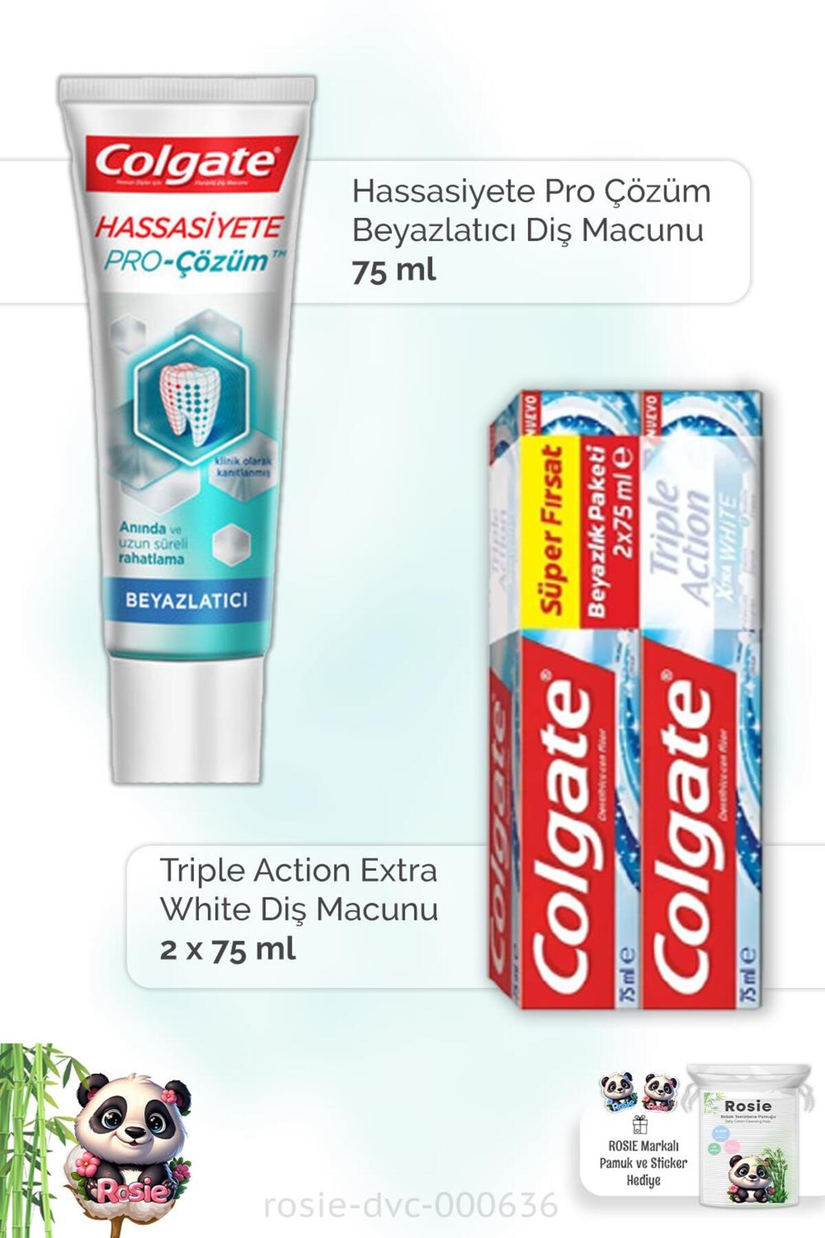 Hassasiyete Pro Çözüm Beyazlatıcı 75 ml, Extra White 2 x 75 ml Diş Macunu ve ROSIE