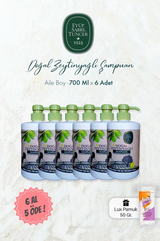 Doğal Zeytinyağlı Şampuan 6 AL 5 ÖDE 700 ml ve Pamuk