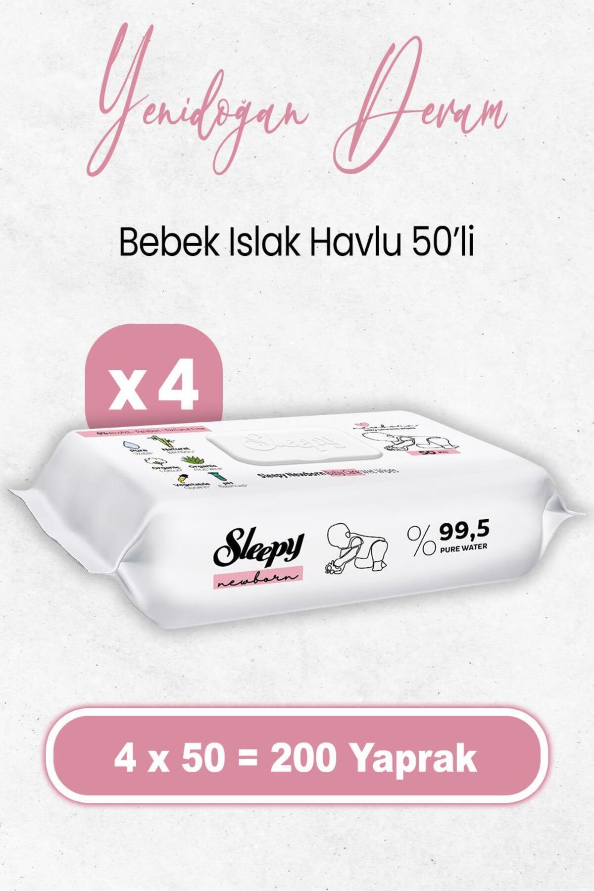 Yenidoğan Devam Islak Bebek Bakım Havlusu 50 x 4 Adet (200 Yaprak)