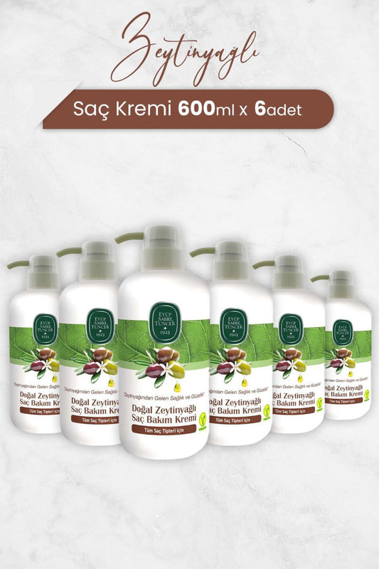 Doğal Zeytinyağlı Saç Kremi 600 ml x 6 Adet