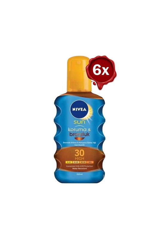 Sun Koruma Ve Bronzluk Güneş Yağı Gkf 30 200 Ml x 6