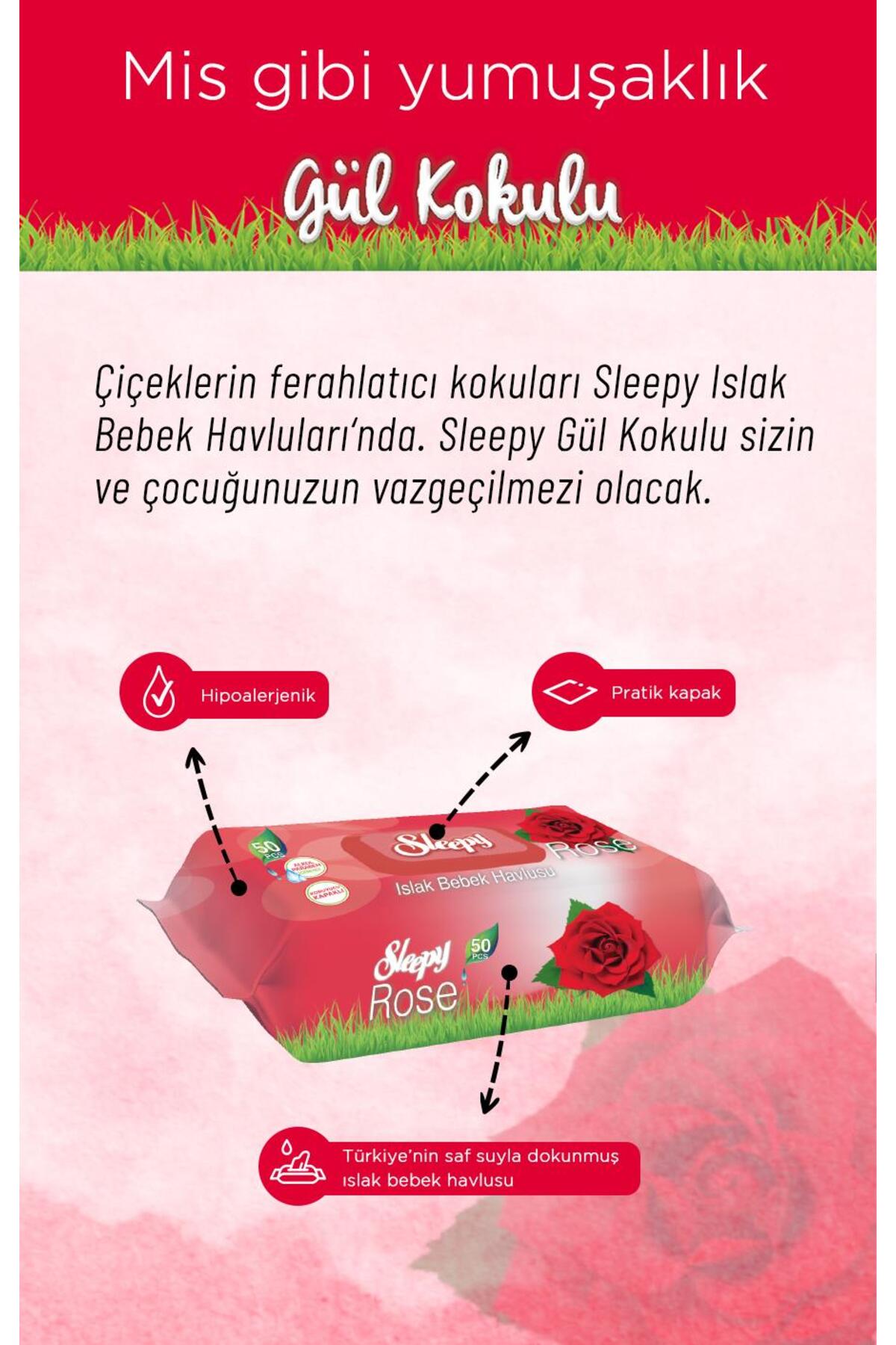 Gül Kokulu Bebek Islak Havlusu 90'lı 6 Al 5 Öde ve Rosie