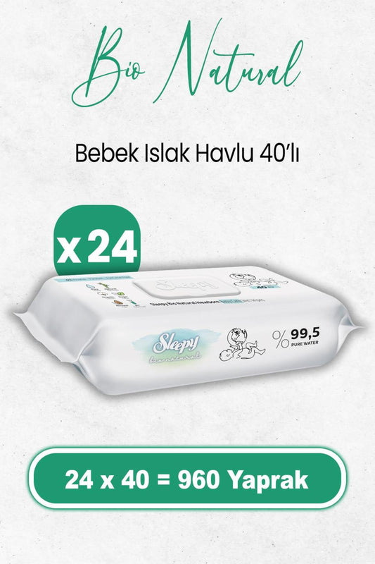 Bio Natural Yenidoğan Islak Havlu 40 X 24 Adet (960 YAPRAK)