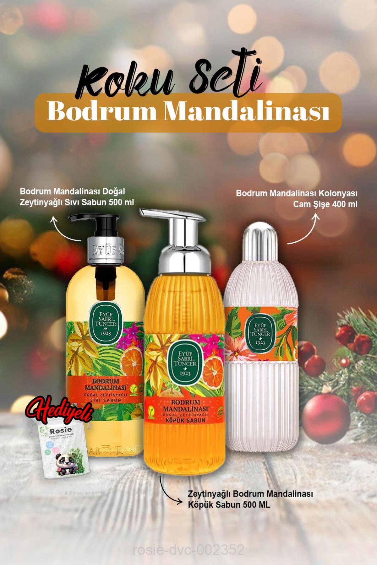 Köpük ve Sıvı Sabun 500 ml, Kolonya 400 ml Bodrum Mandalinası ve Rosie Hediye
