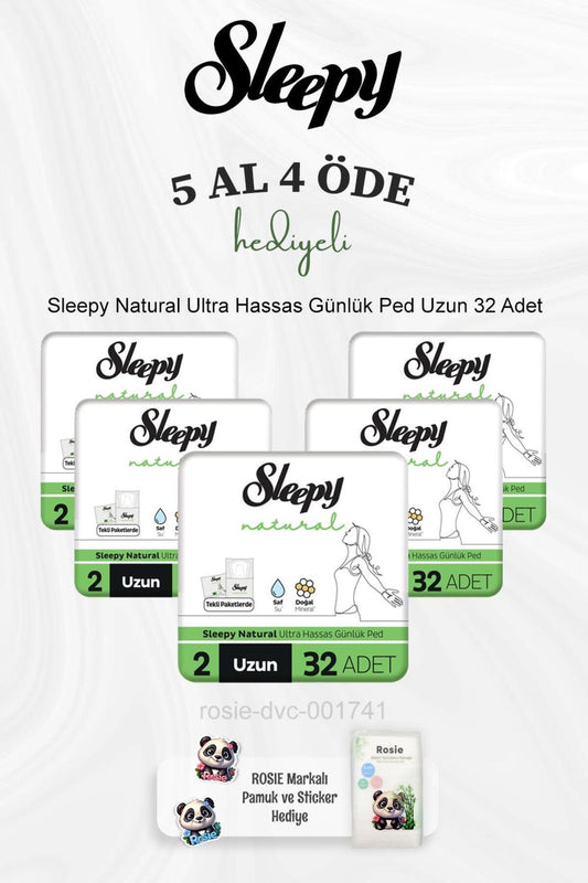 Natural Ultra Hassas Günlük Ped Uzun 32 Adet 5 Al 4 Öde ve Rosie Pamuk