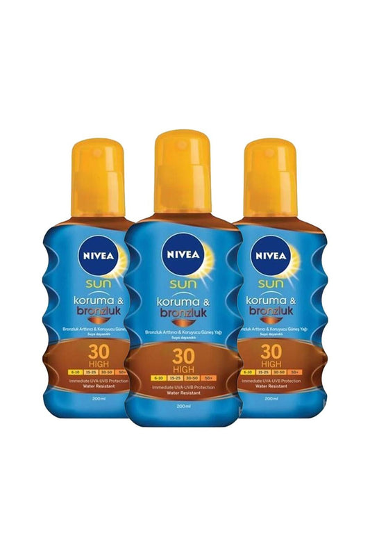 Sun Koruma Ve Bronzluk Güneş Yağı Gkf 30 200 Ml x 3