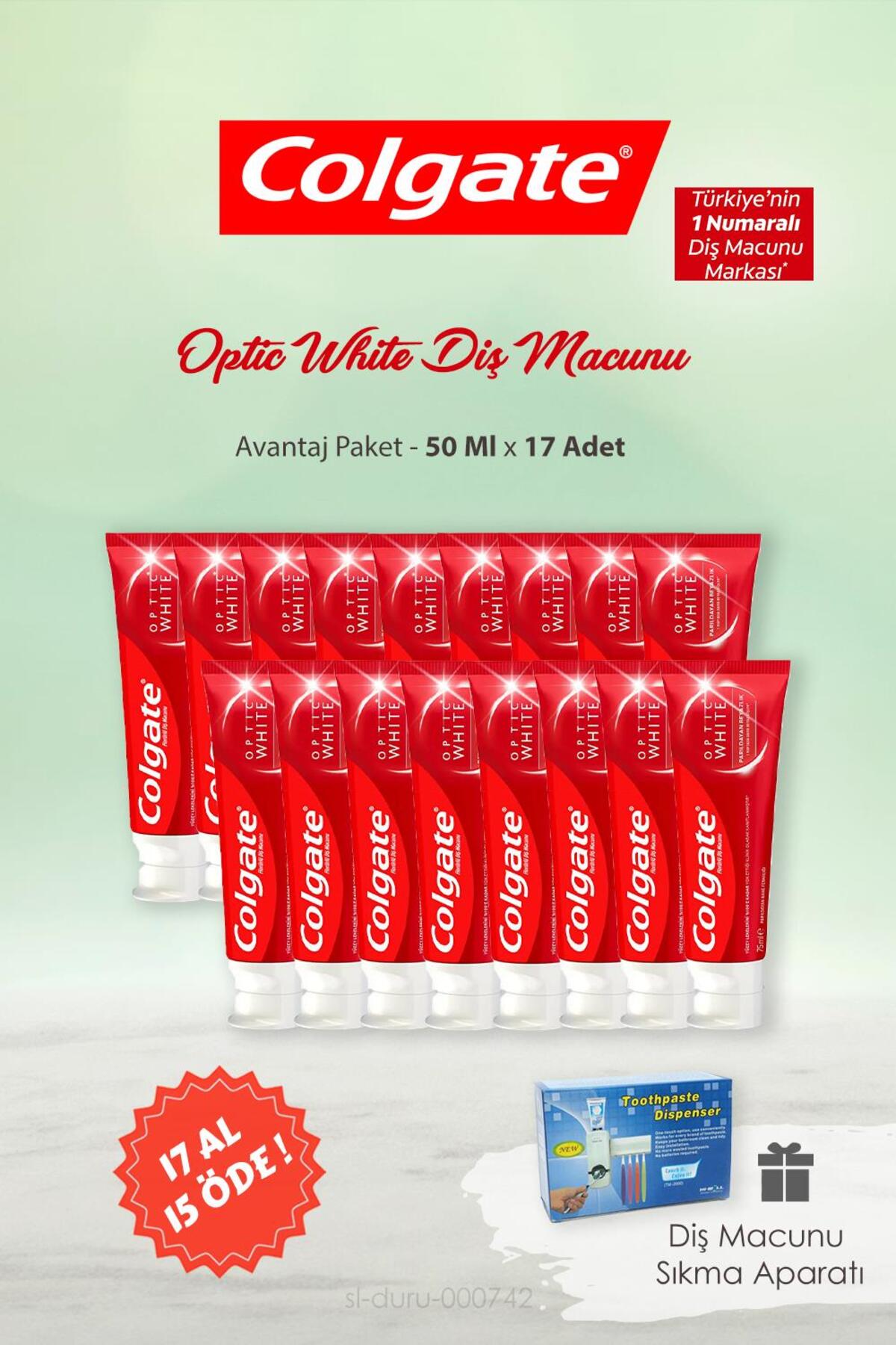17 AL 15 ÖDE Parıldayan Beyazlık 50 ml,Pratik Diş Macunu Sıkma Aparatı Hediye