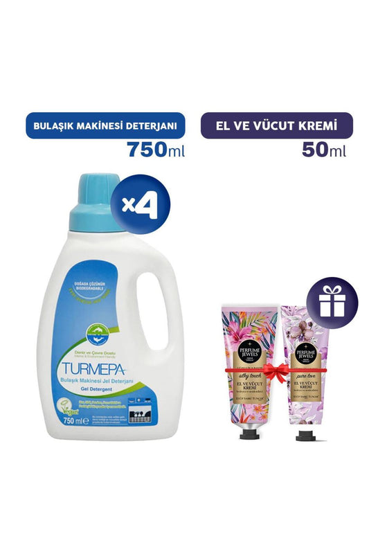 Bulaşık Makinesi Deterjanı 750 ml x 4, El Kremleri Hediye