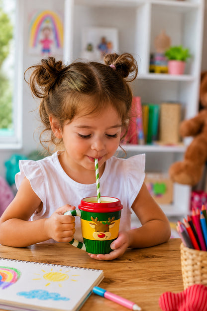 Yılbaşı Temalı El Yapımı Geyik Kupa, Hediyelik Kupa, Mug, 400 ml
