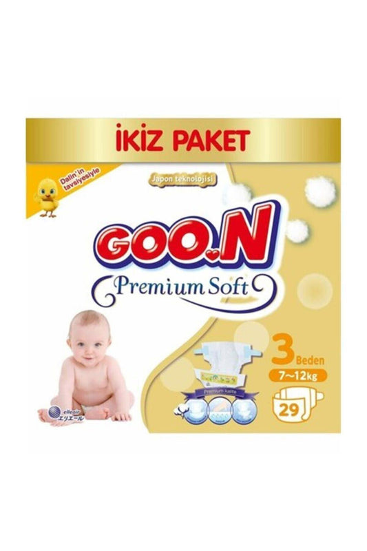 Goon Premium Soft Bebek Bezi 3 Beden Ikiz Paket 29 Adet
