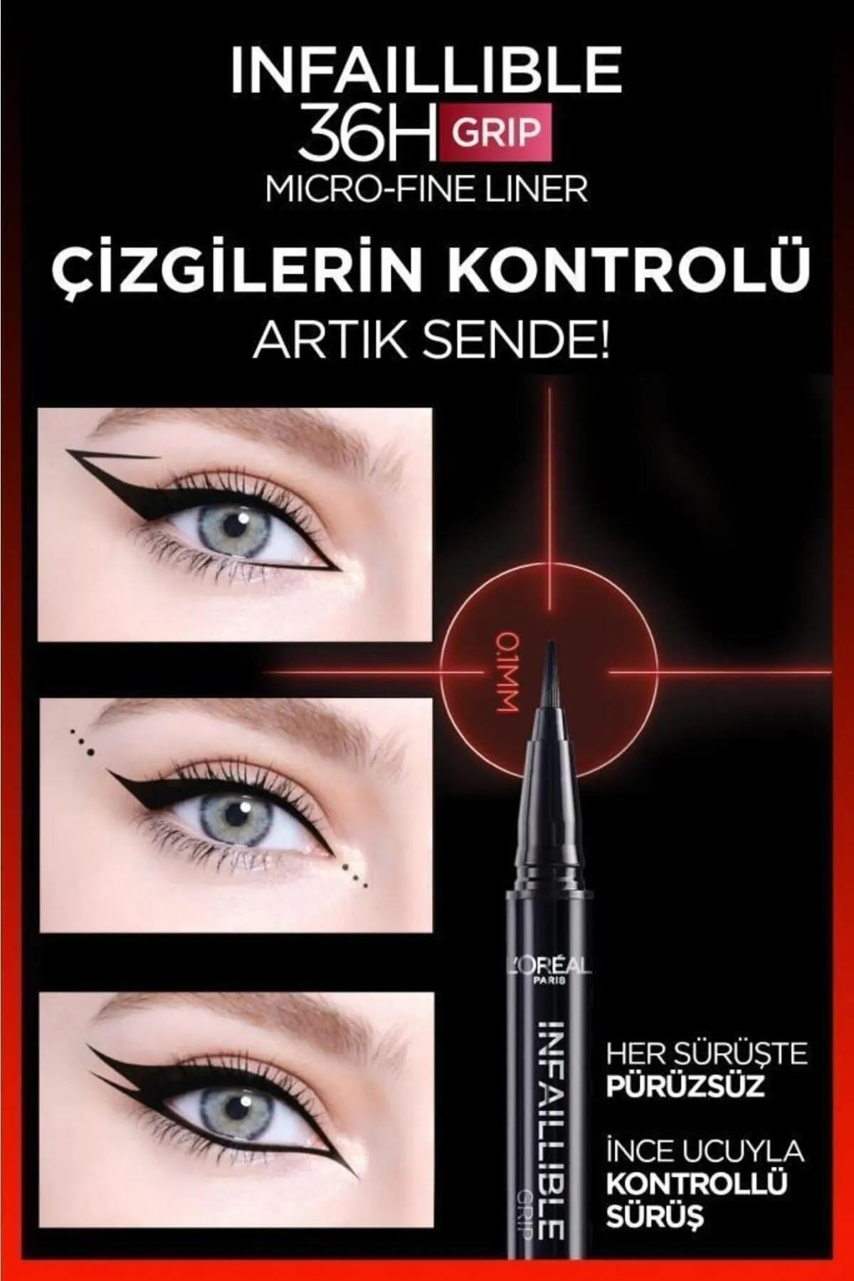 3 Adet Infaillible Grip Eyeliner 04 Dew Berry Ve Rosıe Pamuk