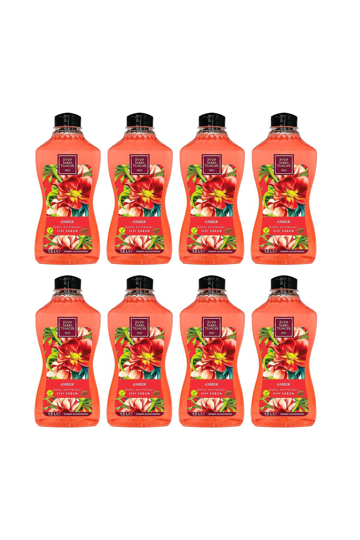 Doğal Zeytinyağlı Sıvı Sabun Amber 1.5 litre Pet Şişe x 8 Adet