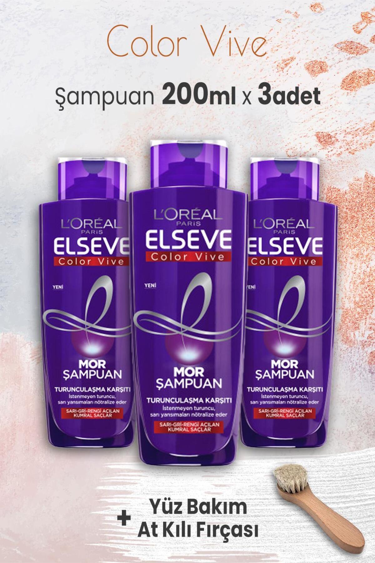 Color Vive Mor Şampuan 200 ml x 3 Adet ve Yüz Bakım At Kılı Fırçası